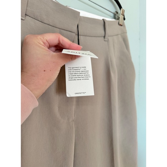 Aritzia The Effortless Wide Leg High Rise Trouser Pant Nomad Taupe Size 12 NWT - Picture 9 of 14